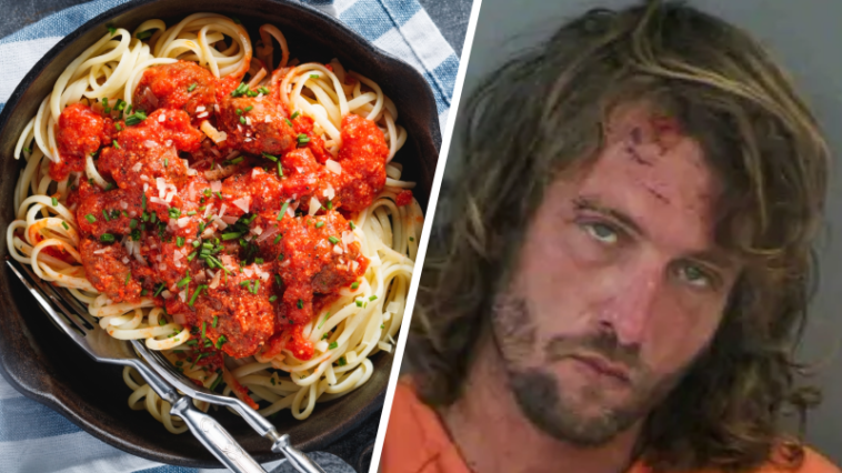 Drunk Shirtless Florida Man Shovels Spaghetti Into His Mouth At