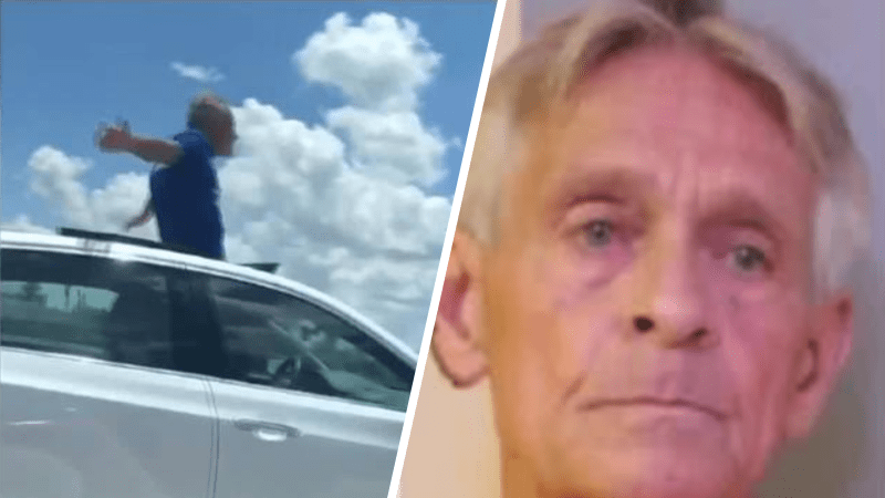 Florida Man Drives Cadillac from Sunroof down Highway, Says He'd Rather Goto Jail Than Back to His Wife May 10